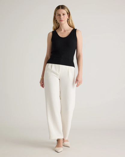100% Organic Cotton Waffle Cropped Sweater Tank - XS / Heather Dove Grey