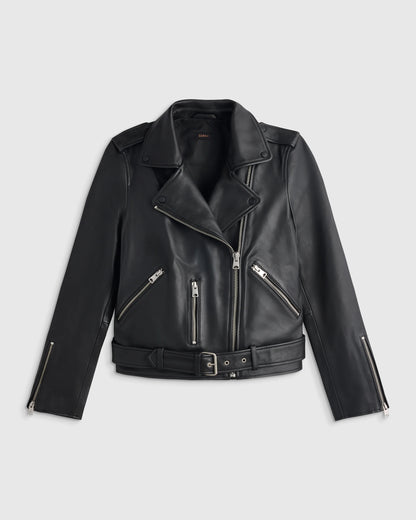 100% Leather Motorcycle Jacket - XS / Cognac