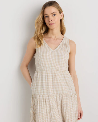 100% Organic Cotton Gauze Tiered Maxi Dress - XS / Indigo Blue