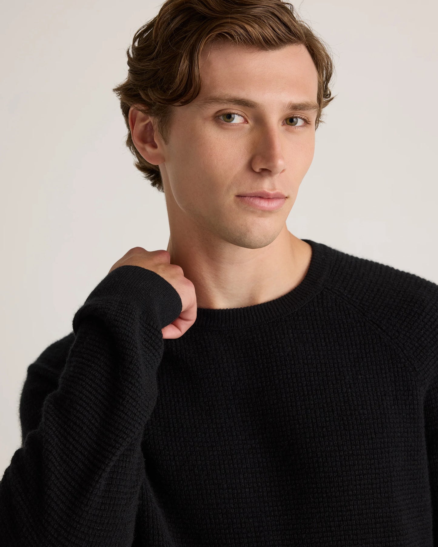Mongolian Cashmere Waffle Sweatshirt - S / Faded Denim