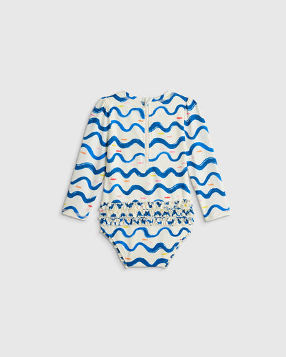Long Sleeve Tie One-Piece Swimsuit - 2T / Soft Ditsy Floral