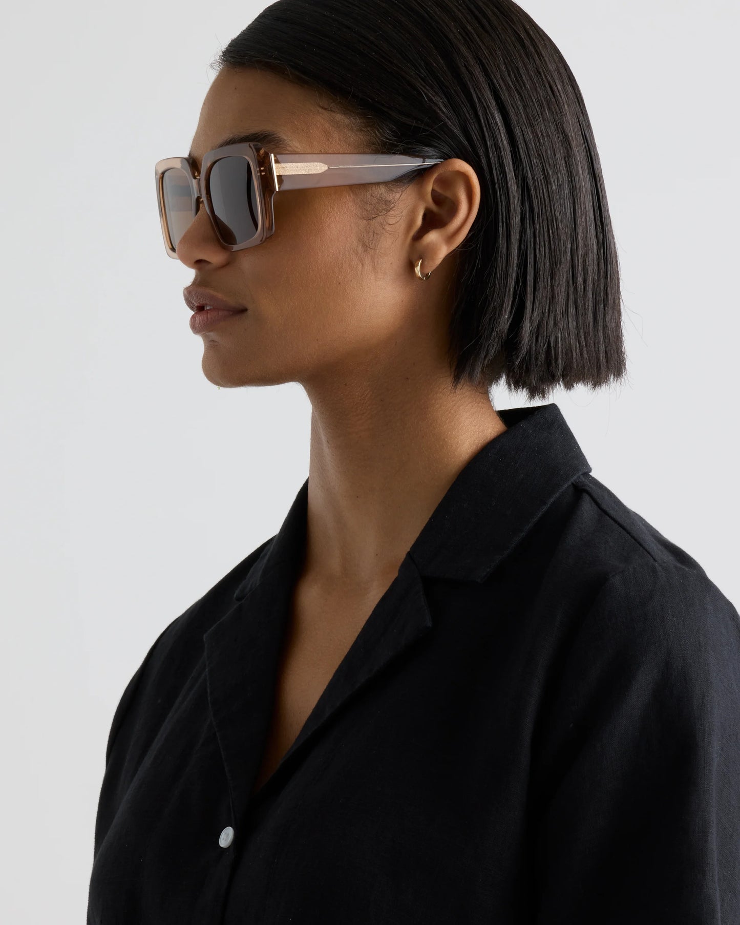 Cartagena Polarized Acetate Sunglasses - One Size / Clear Taupe with Brown lens