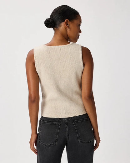 100% Organic Cotton V-Neck Sweater Vest - XS / Ivory