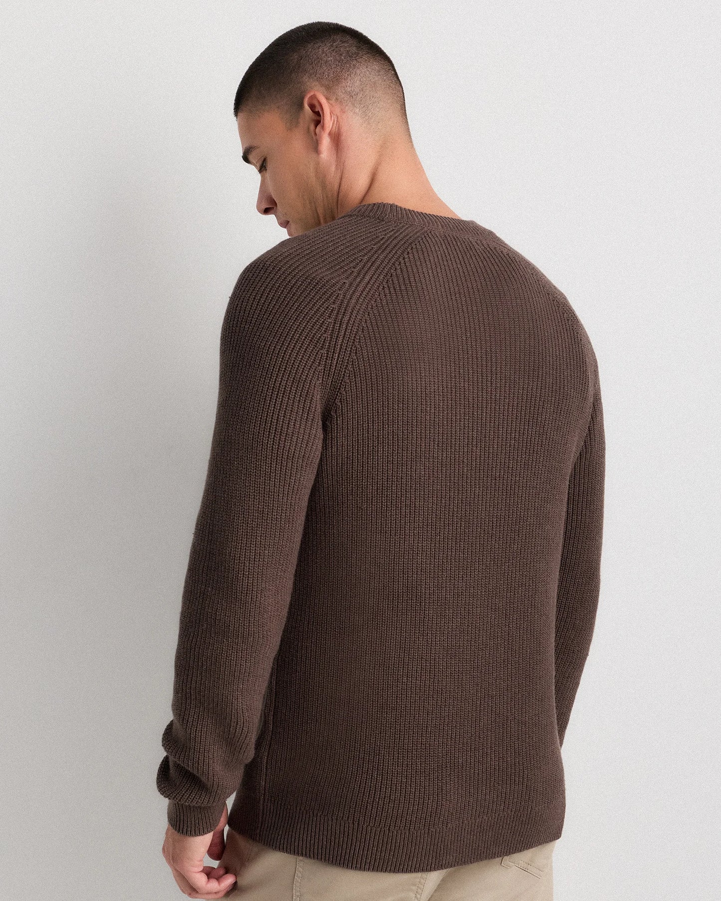 100% Organic Cotton Ribbed Crewneck Sweater - XS / Bahia Blue