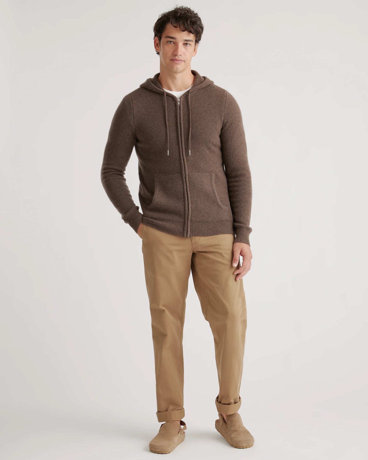 Mongolian Spring Cashmere Full-Zip Hoodie - S / Brown