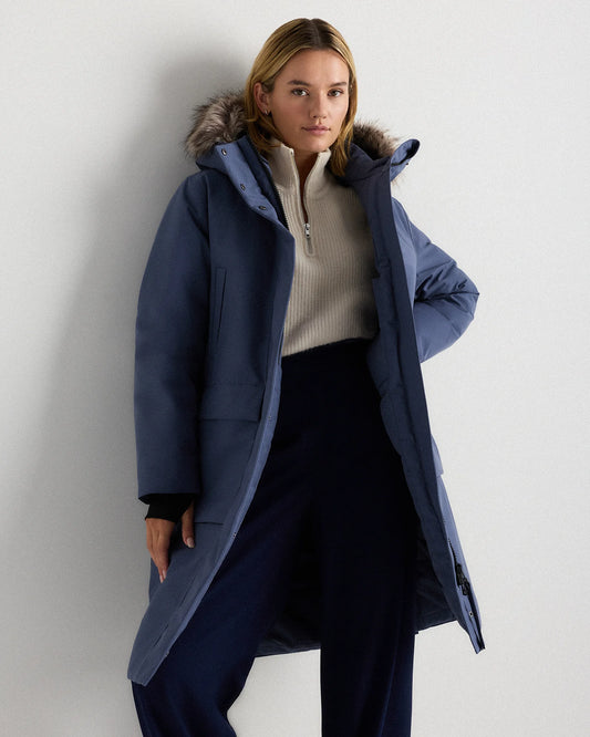 Responsible Down Hooded Long Parka - XS / Storm Blue
