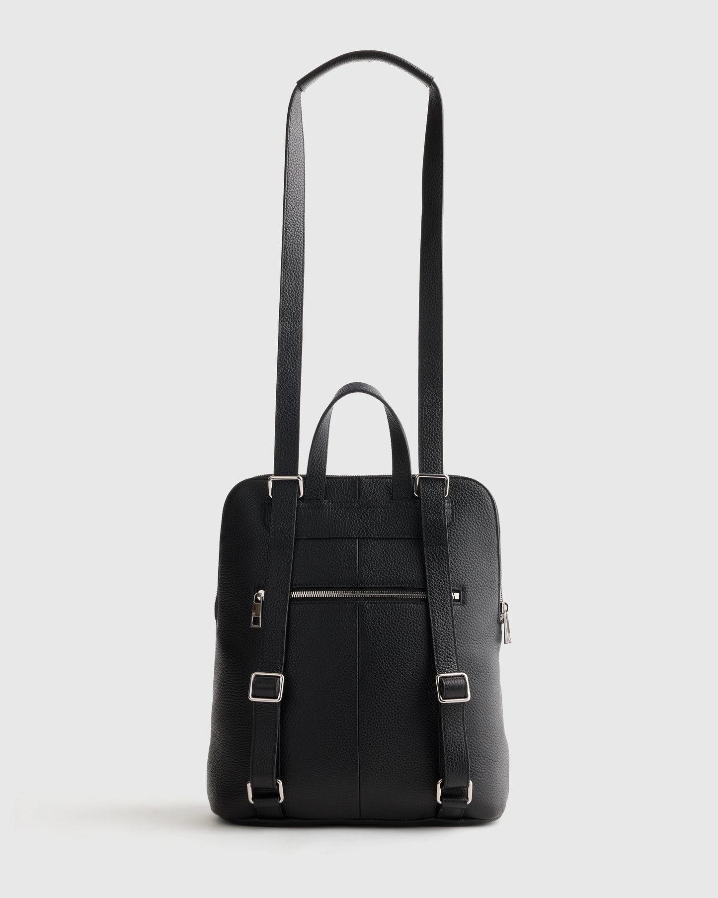 Italian Leather Convertible Backpack - One Size / Black
