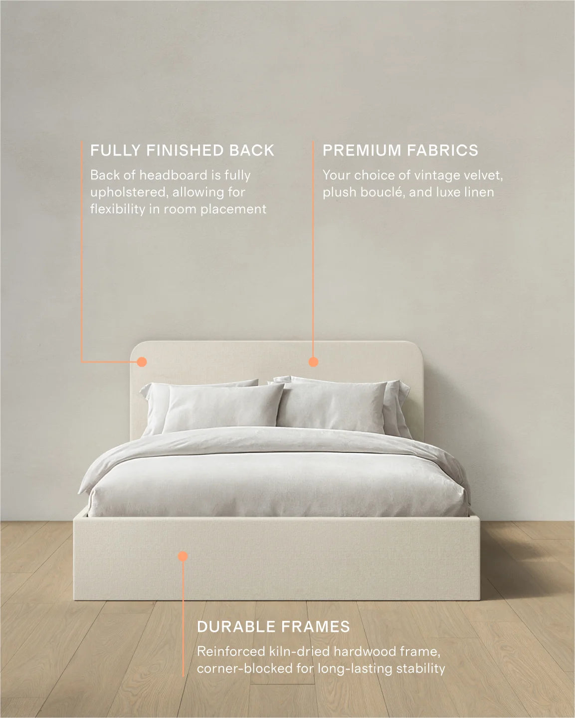 100% Linen Curved Bed - Full / Canvas