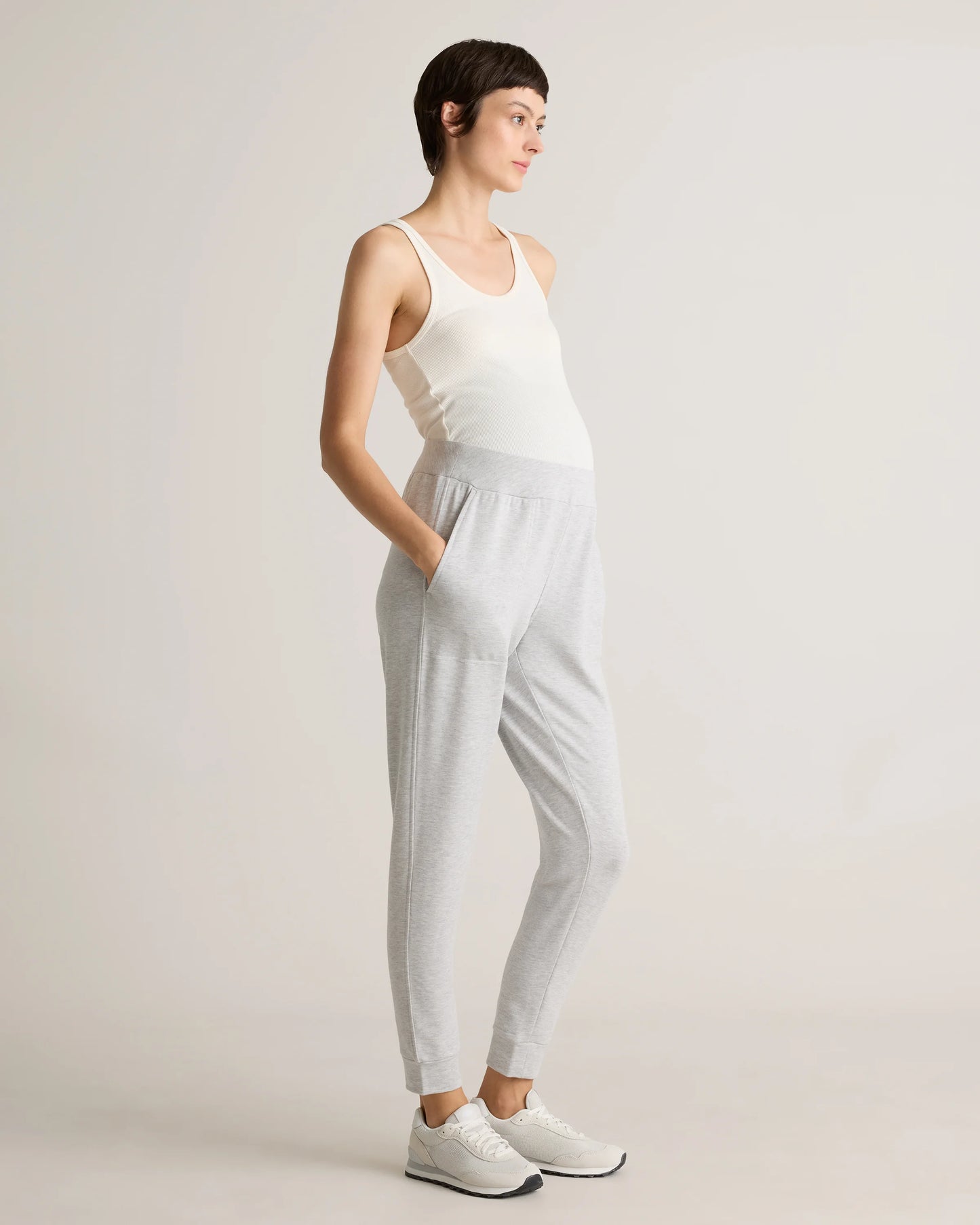SuperSoft Fleece Maternity Joggers - XS / Off-White