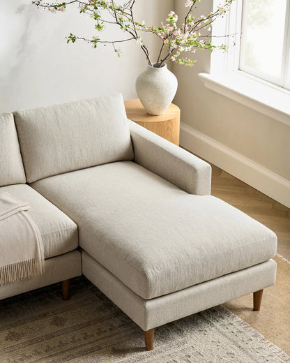 Atlas Midcentury Chaise Sectional in Performance Velvet - 106" Right Arm / Pine
