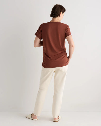 Cotton Modal Maternity Crew Neck Tee (2-pack) - XS / Black/Redwood Brown