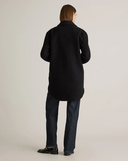 100% Merino Wool Long Shirt Jacket - XS / Heather Bone