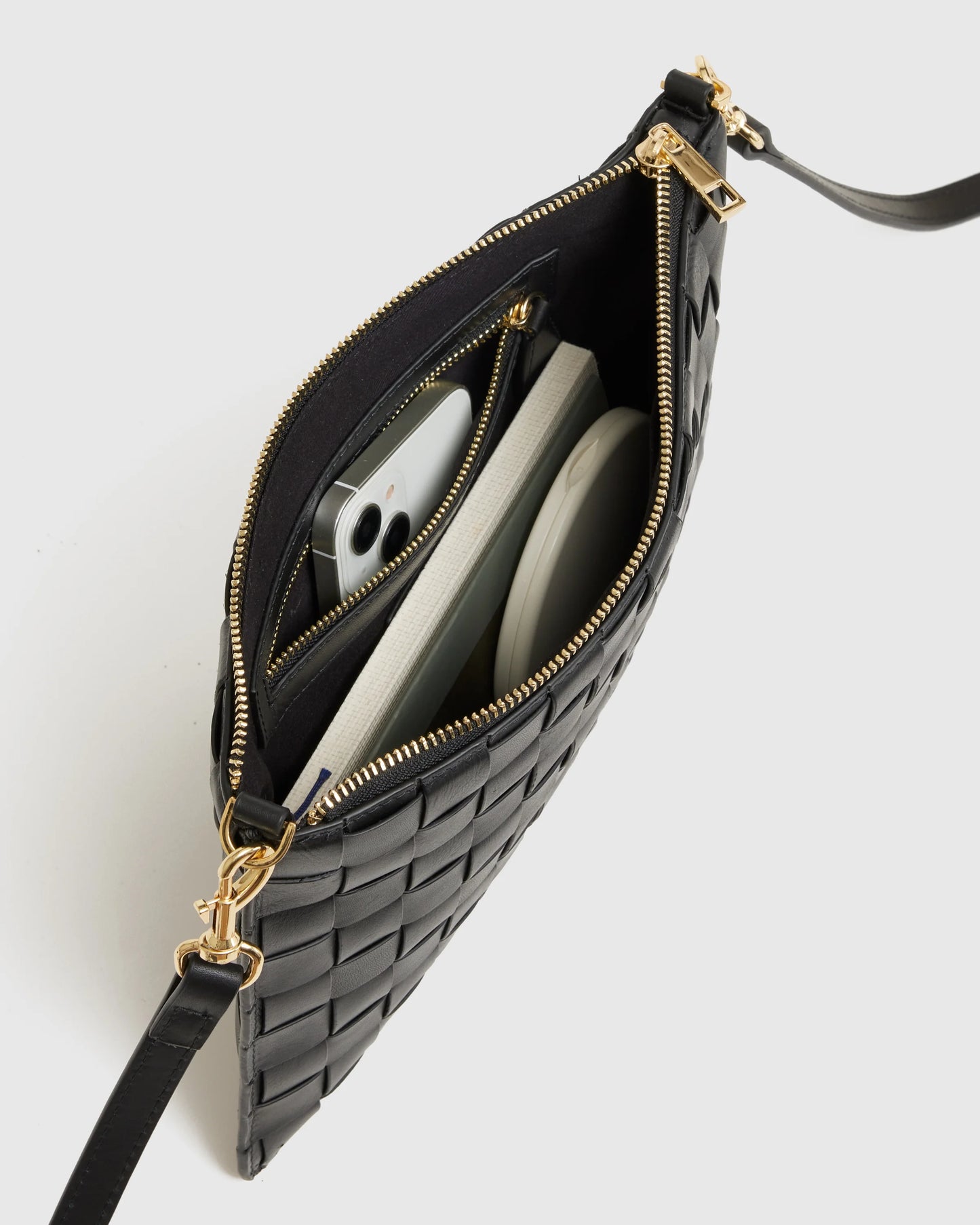 Italian Leather Handwoven Convertible Crossbody - One Size / Cognac