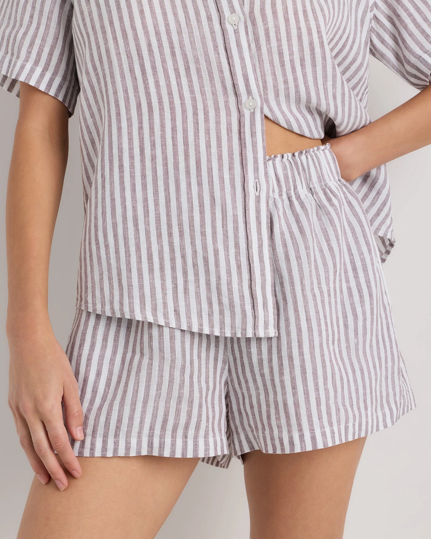 100% European Linen Shorts Pajama Set - XS / French Blue