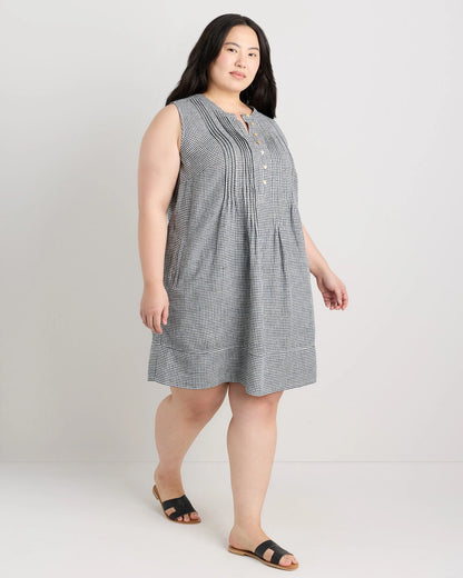 100% European Linen Sleeveless Swing Dress - 1X / Bayberry Olive
