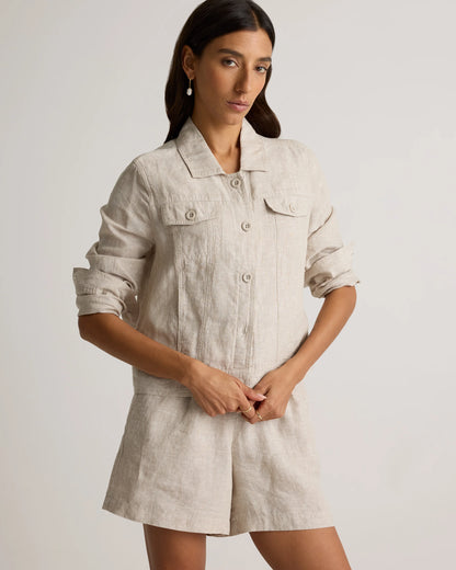 100% European Linen Jacket - XS / Flax