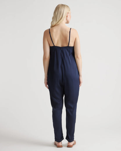 Washable Stretch Silk Maternity Jumpsuit - XS / Black