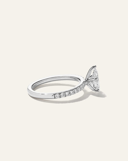 Lab Grown Diamond Pear Petite Pave Engagement Ring - 1ct - 4 / Yellow Gold