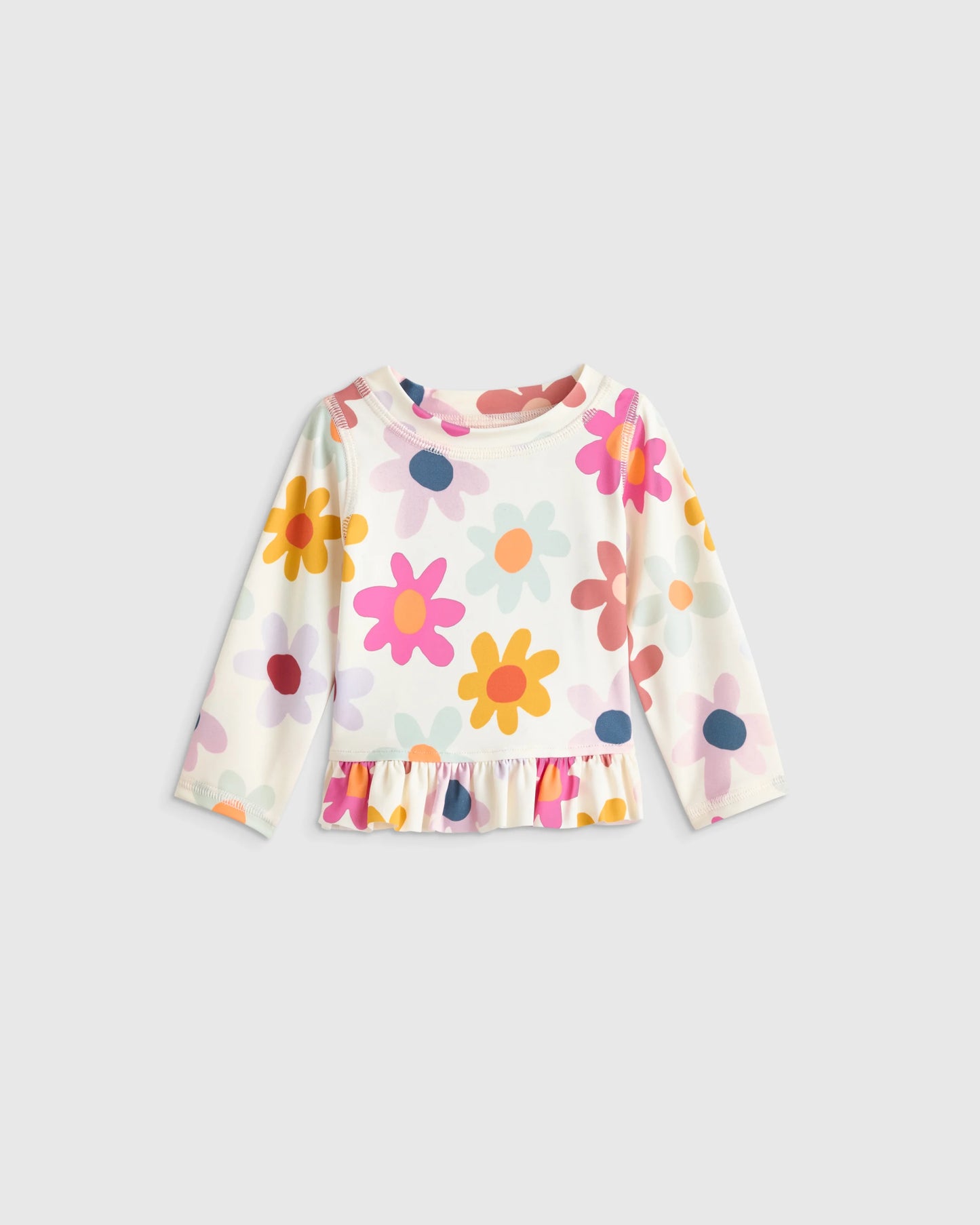 Long Sleeve Ruffle Rash Guard Two-Piece Swimsuit - 6-9M / Poolside Floral