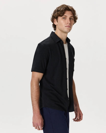 100% Organic Cotton Slub Short Sleeve Button Up Shirt - S / Heather Grey
