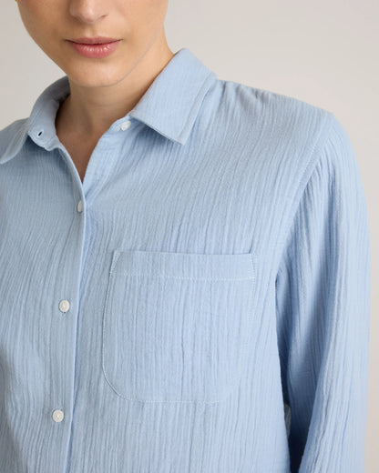100% Organic Cotton Gauze Long Sleeve Shirt - XS / Khaki Gingham