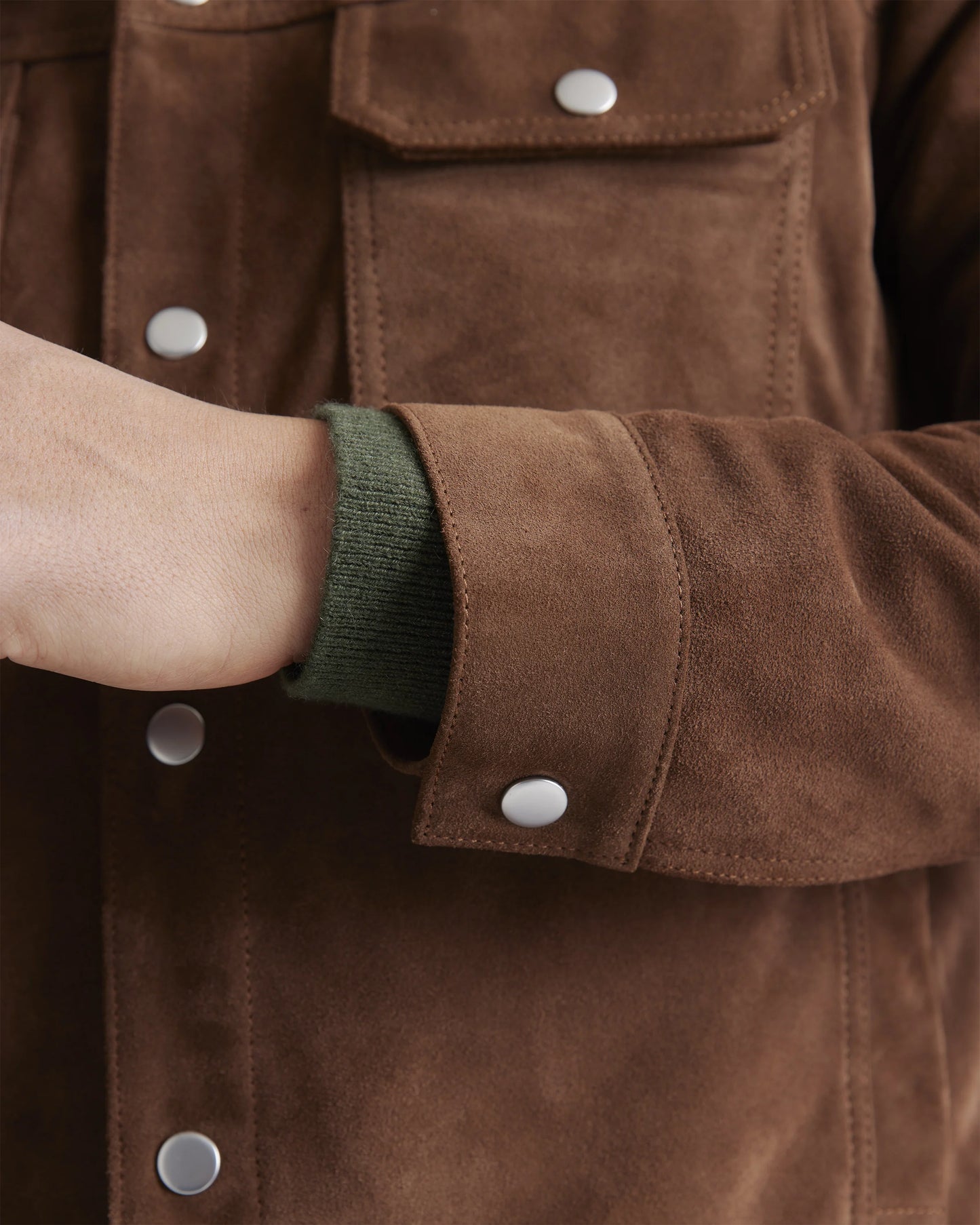Italian Suede Trucker Jacket - S / Dark Chestnut