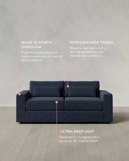 Ashford Deep Seat Sofa in Performance Chenille Linen Blend - 7ft / Snow