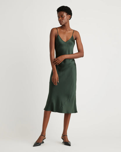 100% Washable Silk Slip Dress - XS / Black
