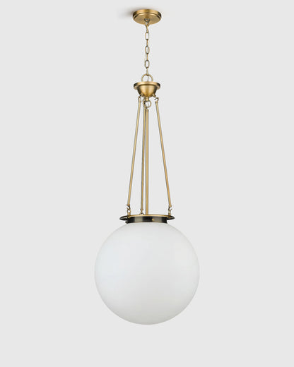Antiqued Steel and Glass Globe Pendant Light - One Size / Brass