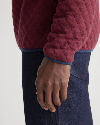 Reversible Quilted Pullover - S / Burgundy/Ivory