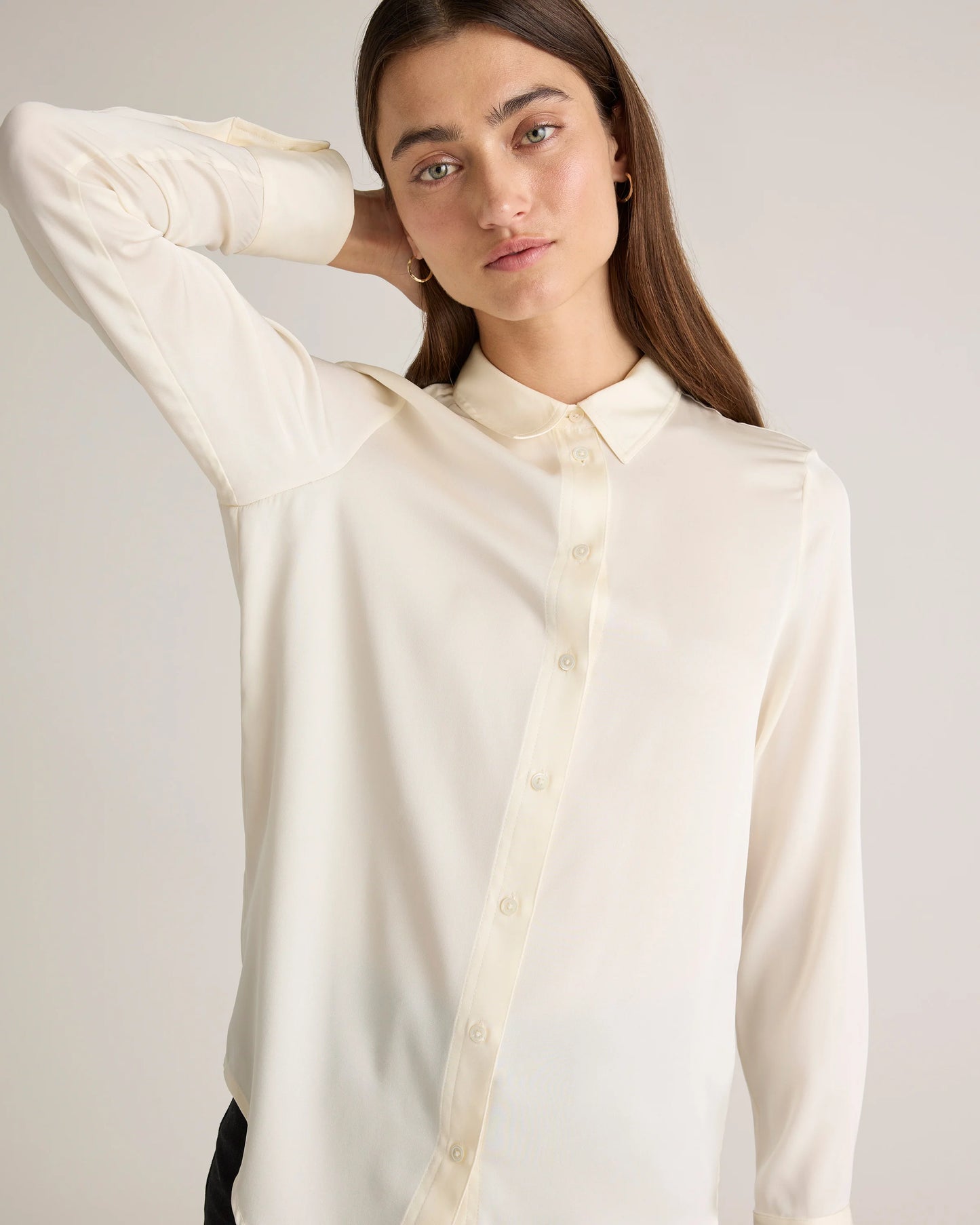 Washable Stretch Silk Blouse - XS / Moonstone Blue