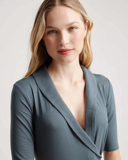 Tencel Jersey Midi Wrap Dress - XS / Brown