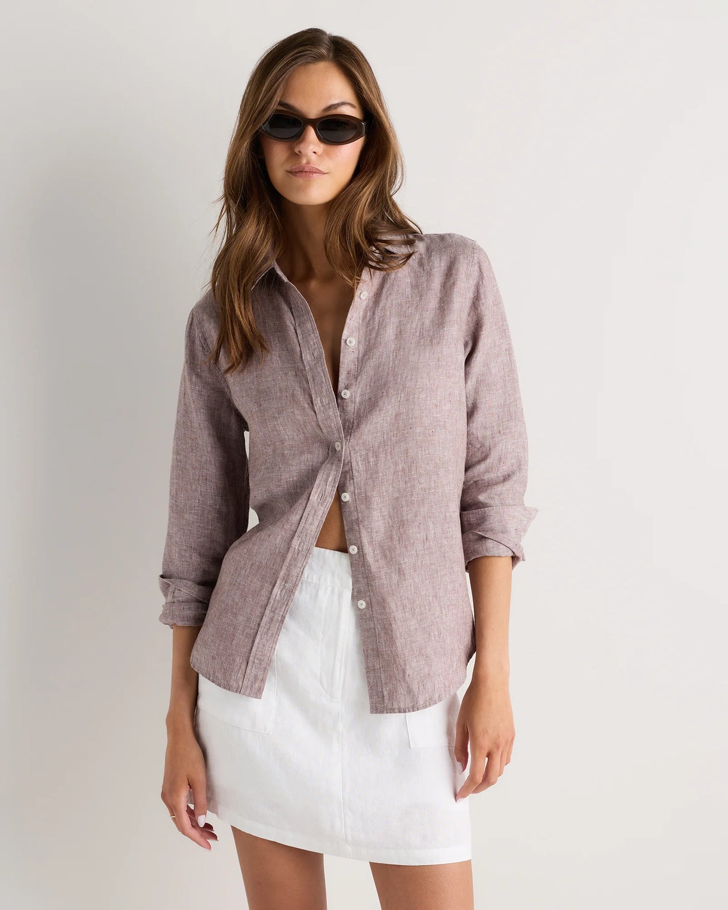 100% European Linen Utility Skort - XS / Bayberry Olive