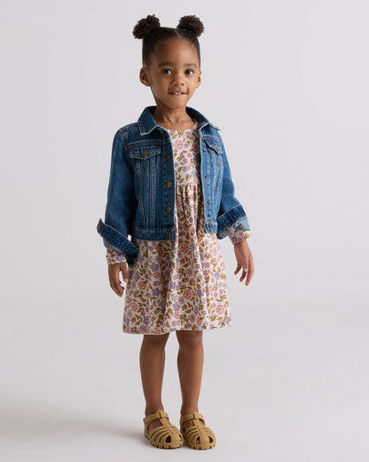 Organic Cotton Long Sleeve Skater Dress - 2T / Red Poppy Garden