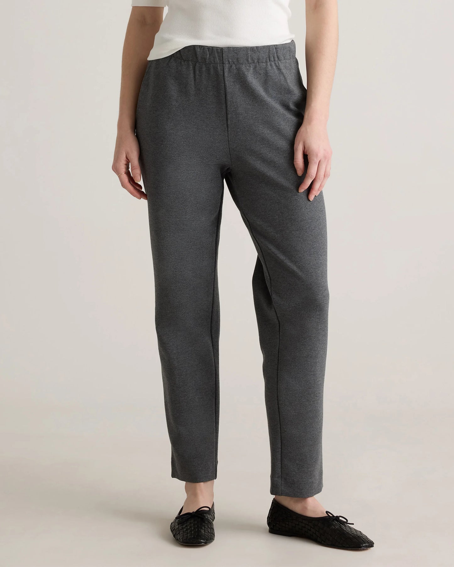 Organic Cotton Double Knit Straight Pants - XS / Soft Camel