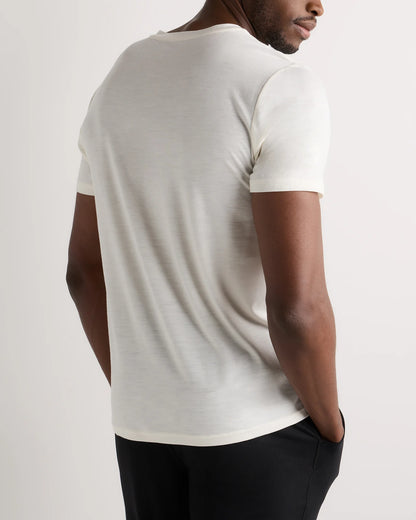 100% Merino Wool All-Season V-Neck Base Layer Tee - XS / Off-White