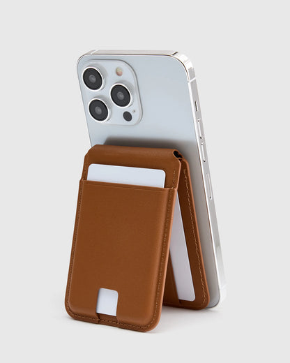 Leather MagSafe Wallet & Phone Stand - One Size / Cognac