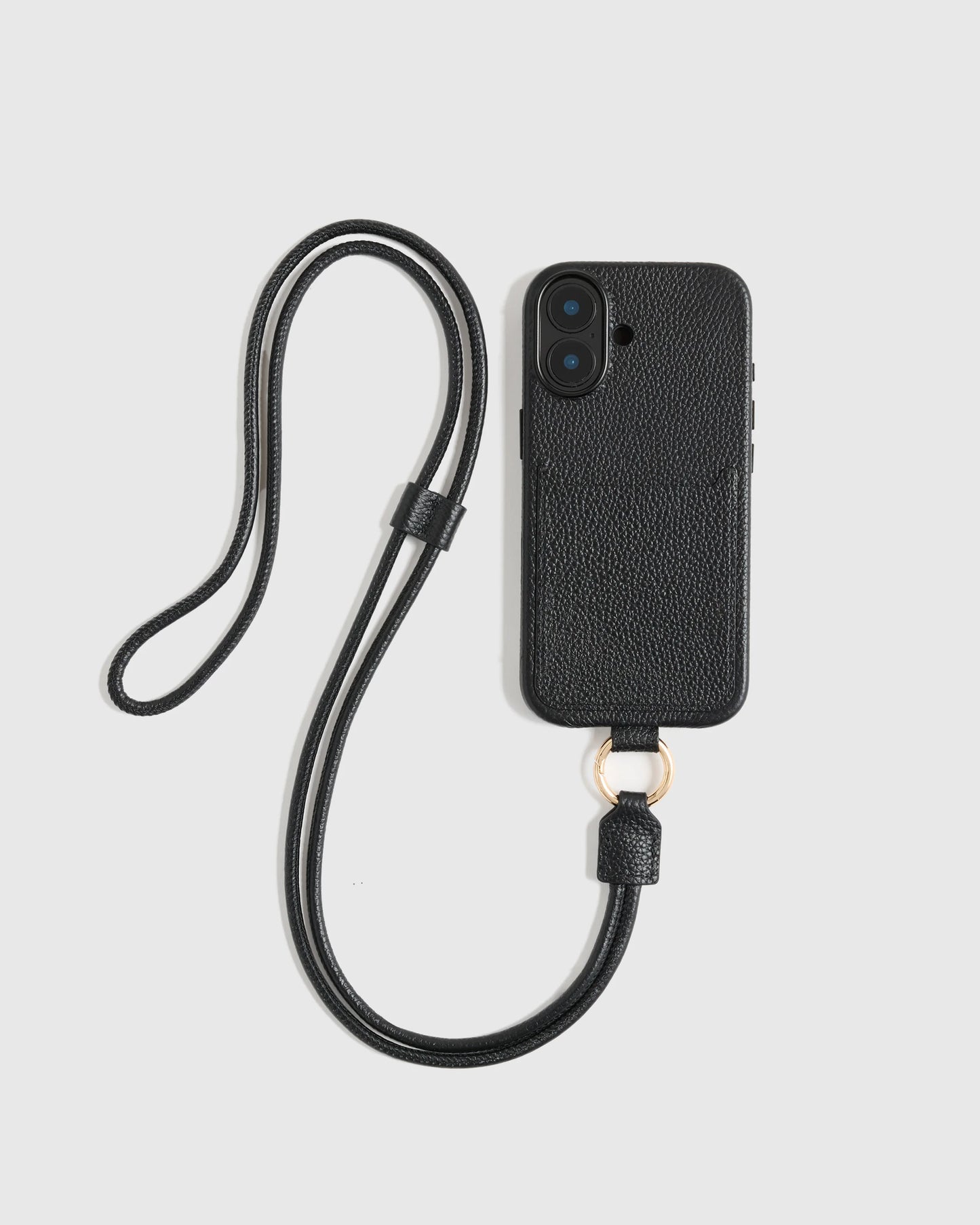 Italian Leather Phone Crossbody Case - 17 / Black