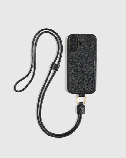 Italian Leather Phone Crossbody Case - 17 / Black