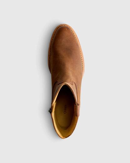 Crafted Leather Western Zip Boot - 7 / Dark Chocolate