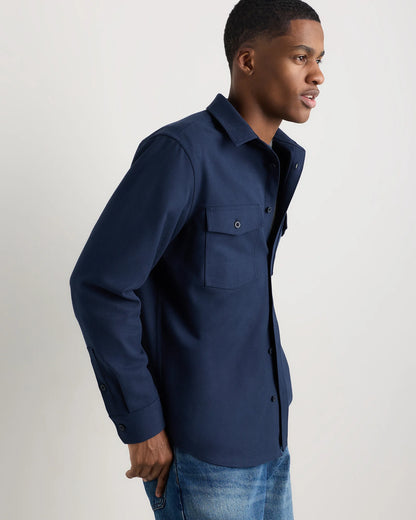 Brushed Cotton Wool Utility Overshirt - S / True Black