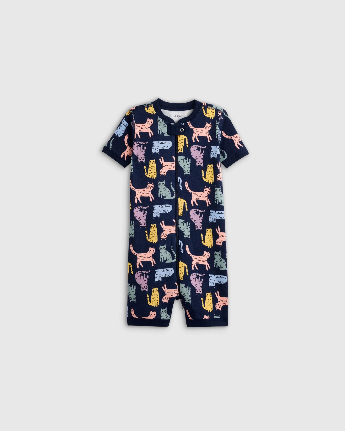100% Organic Cotton Shortie Onesie Pajama - 2T / Navy Stripe
