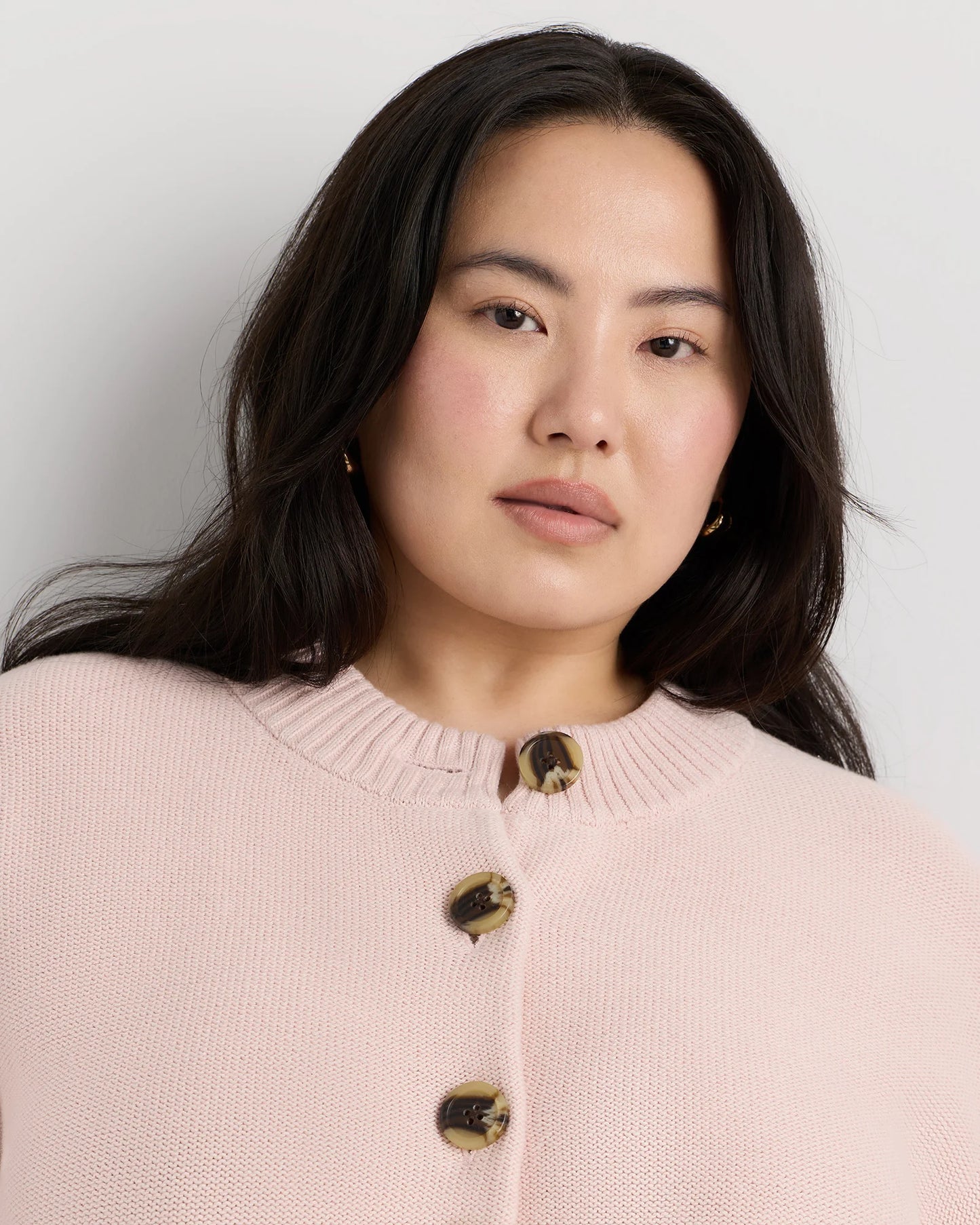 100% Organic Cotton Cropped Cardigan - 1X / Speckled Beige
