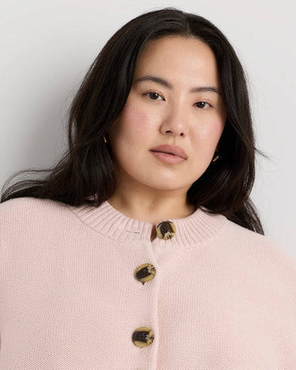 100% Organic Cotton Cropped Cardigan - 1X / Speckled Beige