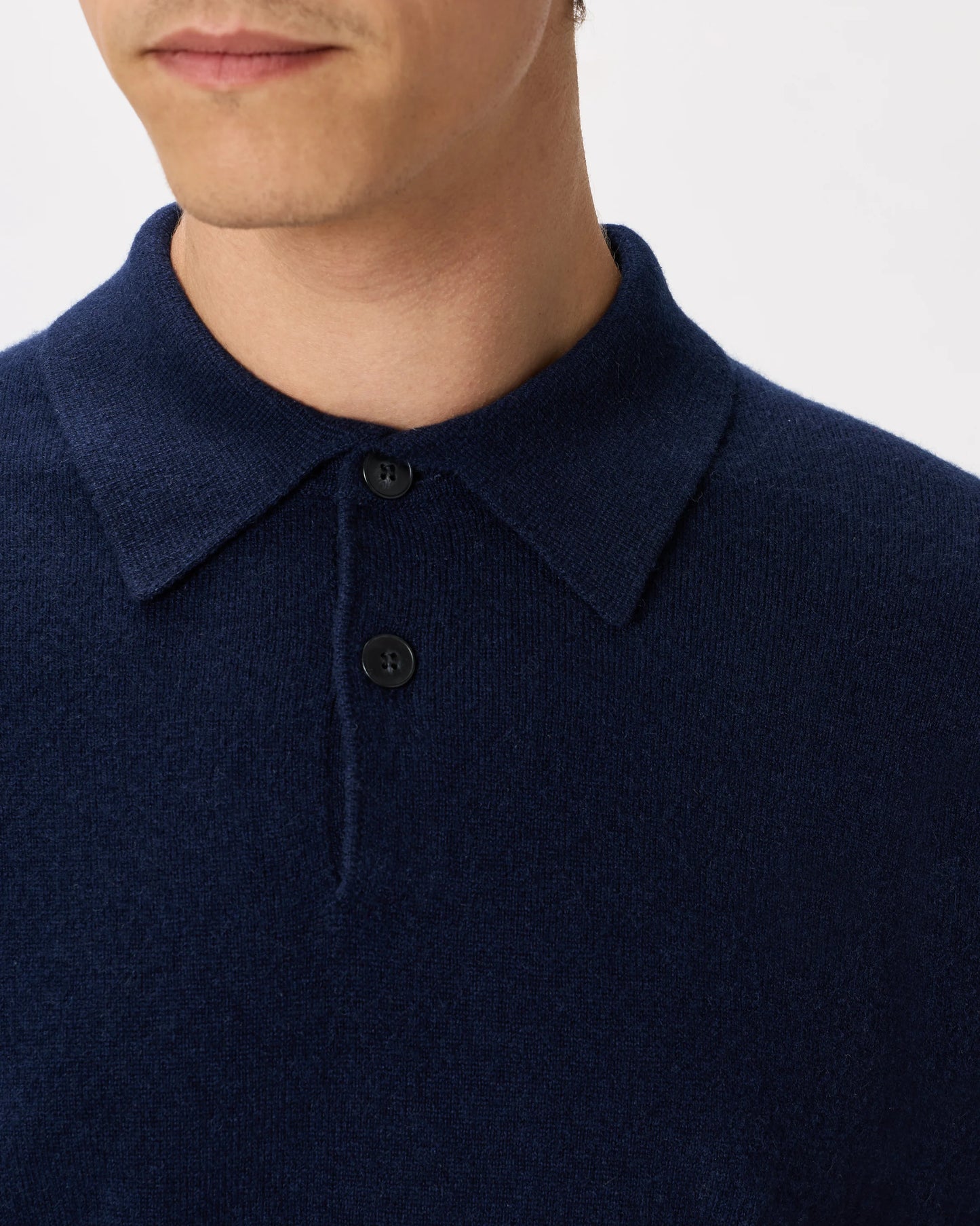 100% Mongolian Cashmere Short Sleeve Polo Sweater - S / Heather Storm Blue