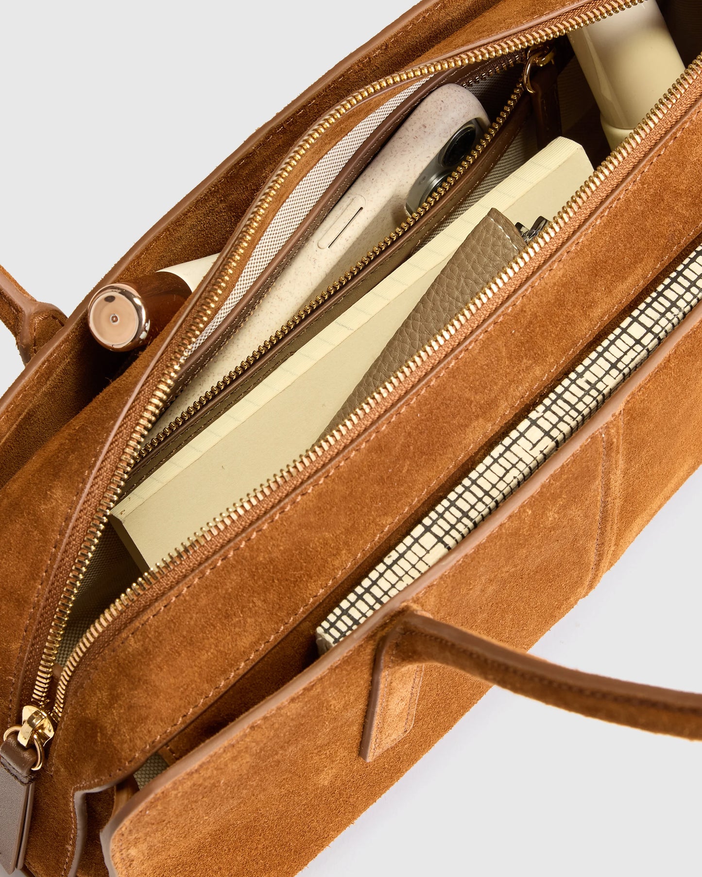 Italian Suede East-West Shoulder Bag - One Size / Whiskey