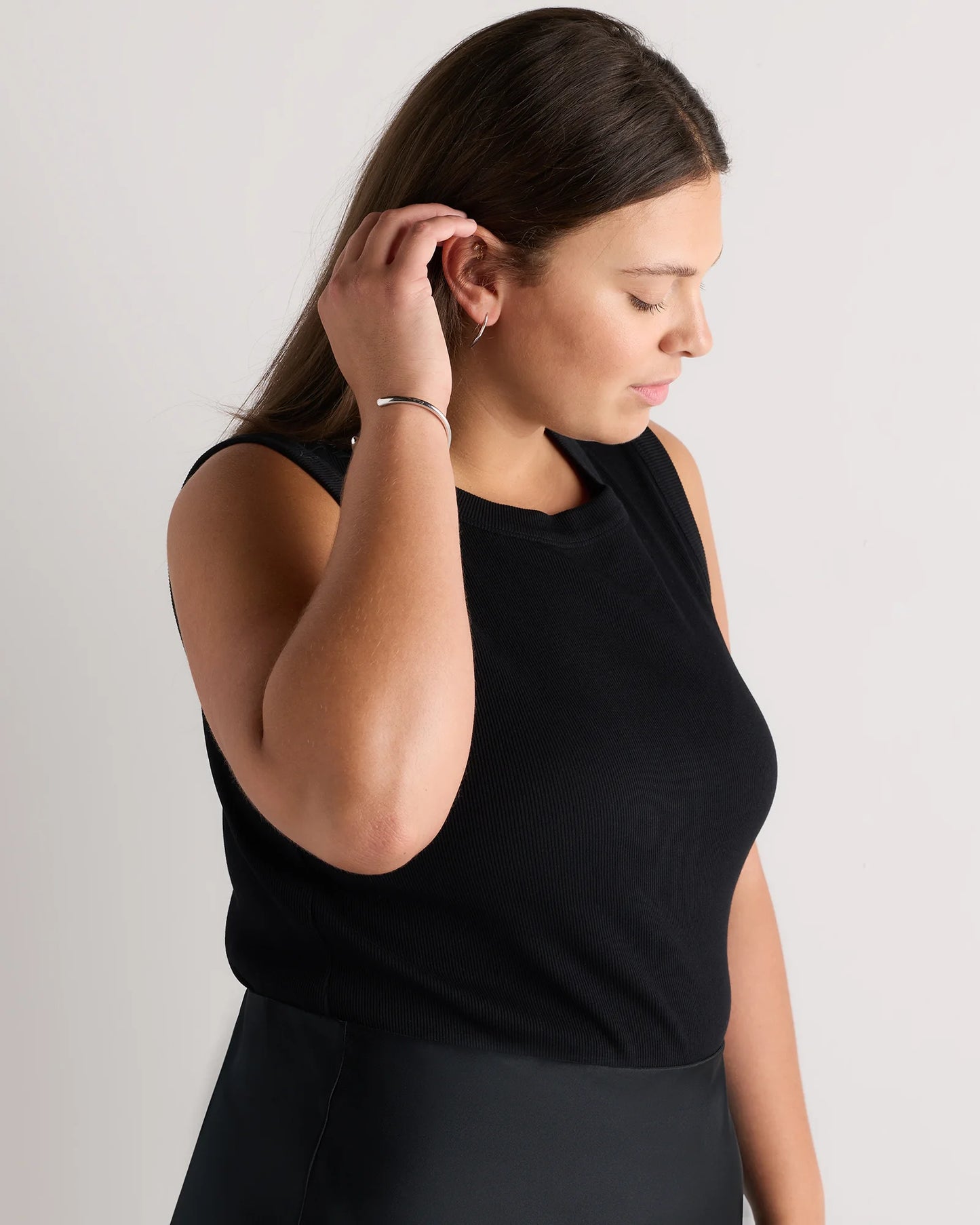 Organic Cotton Micro-Rib Cutaway Tank - 1X / Black
