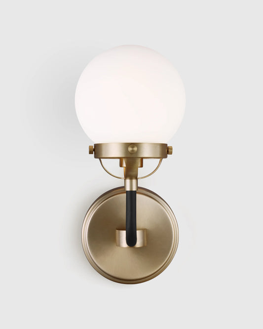 Single Globe Steel Sconce - One Size / Black