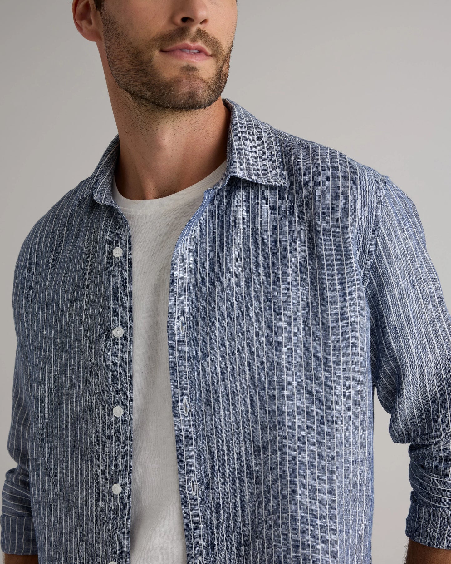 100% European Linen Relaxed Long Sleeve Shirt - XS / Flax