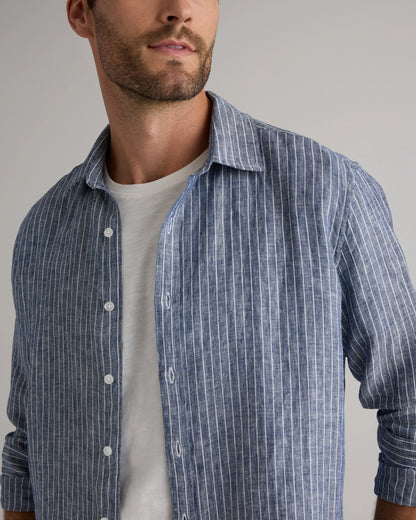 100% European Linen Relaxed Long Sleeve Shirt - XS / Flax